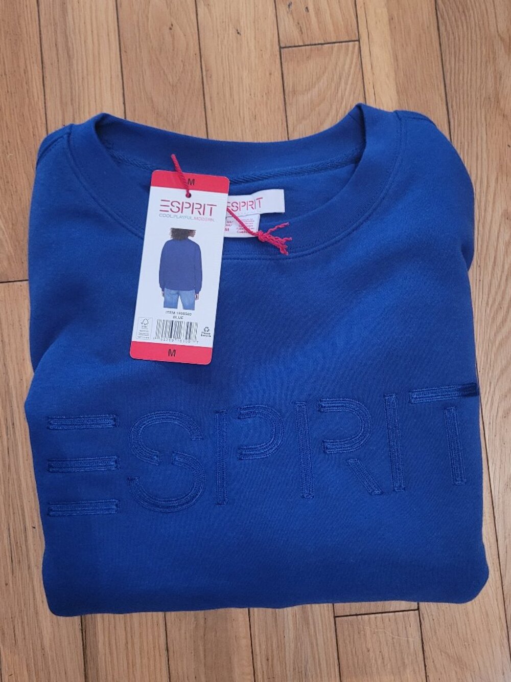 Esprit Women's Fleece Crewneck Sweatshirt, Royal Blue, 80s Nostagia, Size M